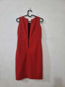 026 Red Pearl Neckline Sheath Dress