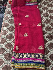 Beautiful Pink Saree with Embellishments