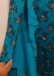 Stunning Cyan Embellished Gown For 30 Bust