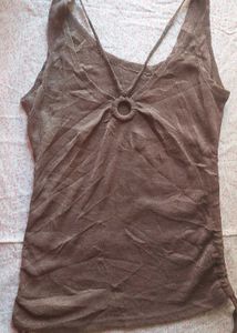 Stylish Brown Ring Detail Top