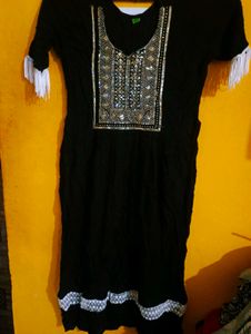 Chic Black Kurti with Tassels