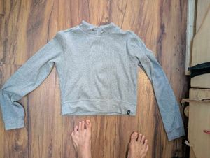 Grey Cropped Hoodie - organic cotton fabric