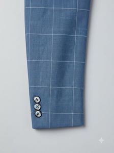 👔 Blue Windowpane Check Wedding Suit | Waist 32”