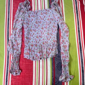 Floral Smocked Peplum Top
