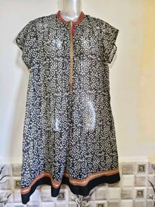 Stylish Black &amp; White Printed Kurta 38"-40"