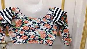 Floral Print Crop Blouse