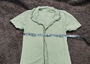 Mint Green Ruffle Trim Tee