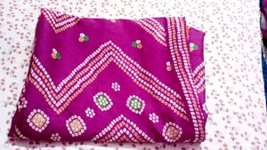 Elegant Purple Bandhani Saree