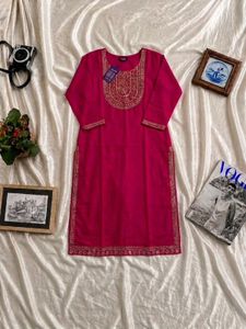 Vibrant Pink Embroidered Kurta