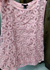 Forever 21 Pink Floral Sheer Tank