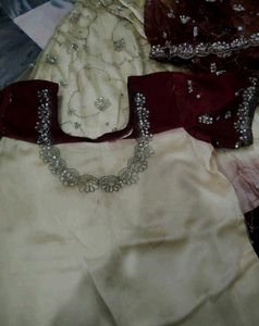 Maroon &amp; Cream Lehenga Choli Set