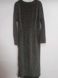 Wine Brown Shimmery Party Wear Bodycon Cinch Dress