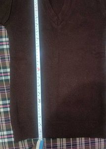 brown v neck school sweater
