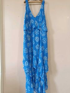 Blue Floral Tiered Maxi Dress