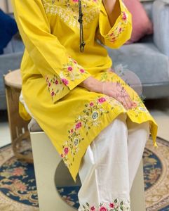 Vibrant Yellow Embroidered Co-Ord Set