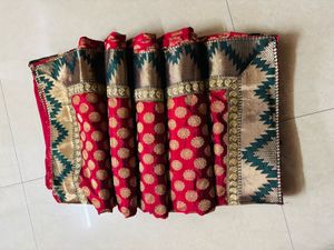 Elegant Red &amp; Gold Banarasi Silk Saree