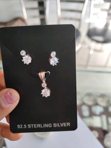 Rose Gold 925 Necklace Set With Hallmark