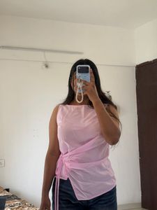 Chic Pink Ruched Sleeveless Top