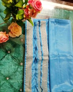💙Elegant Blue Silk Saree With Blouse 💙