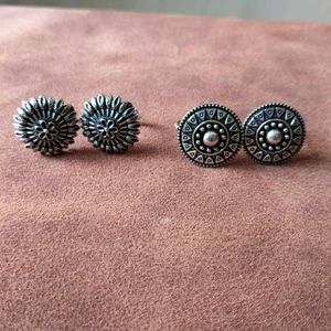 Oxidized Silver Jhumka and Ring Set