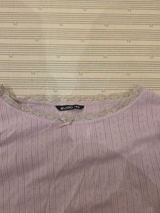 Zudio Lavender Lace Trim Top