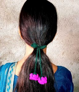 Handmade Hair Tie with Floral Charms