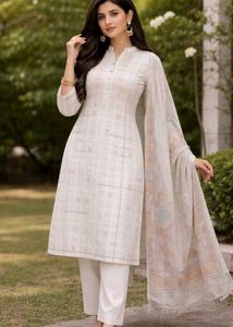 Elegant Off-White Kurta Set with Dupatta