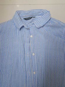 Blue Striped Button-Up Shirt