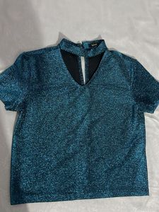 Stretchable Sparkly Teal Top