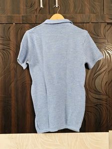 Light Blue Textured Polo T-Shirt