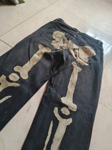 Straight Fit Skeleton Designed Denim Jeans 🦴💀