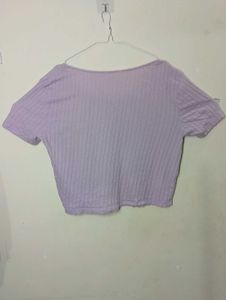 Cute Lavender Ribbed Crop Top