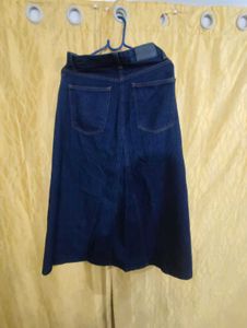 Classic Blue Denim Midi Skirt
