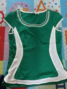 Green & White Panel Tunic Top