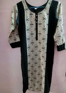 Stylish Black and Beige Printed Kurta