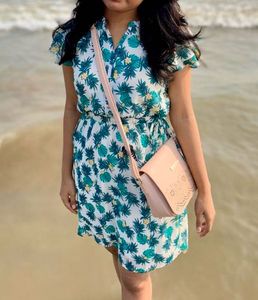 White Floral Print Mini Dress