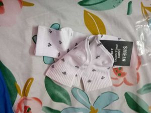 White Socks with Black Pattern
