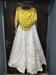 Elegant Yellow and White Lehenga Choli Set