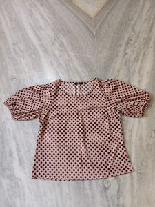 Chic Polka Dot Puff Sleeve Top