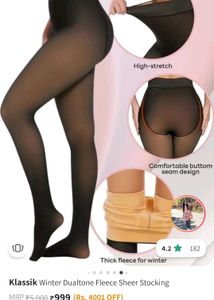 Fleece Dualtone Stocking For Women In Free Size