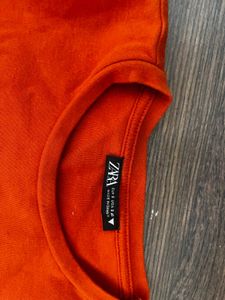 Vibrant Orange Zara Basic T-Shirt