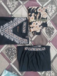 Elegant Black Embroidered Kurta Set