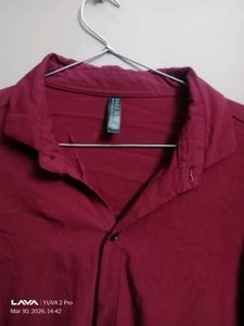Men's Maroon Casual Shirt