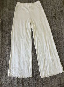 H&amp;M Sheer Lounge Set – White Long Sleeve Top &amp; Wid