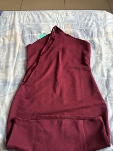 Maroon Ribbed Bodycon Dress