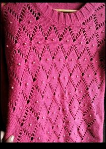 lara karen Chic Pink Pearl Knit Sweater