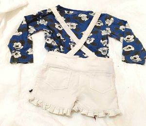 Very Cute Mickey Mouse Top With Dungree