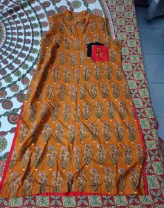 Orange Floral Print Kurti