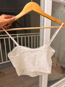 White Eyelet Lace Crop Top