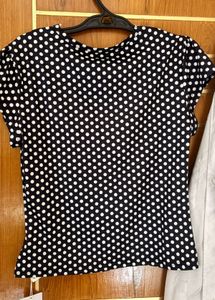 polka dot lace trimmed top